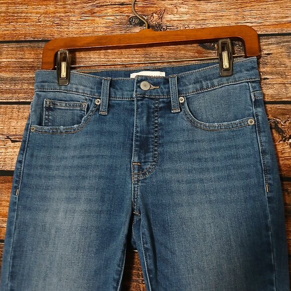 Lucky Brand Jeans 27 4 Ava Raw Hem Blue Denim Stretch - Picture 5 of 12